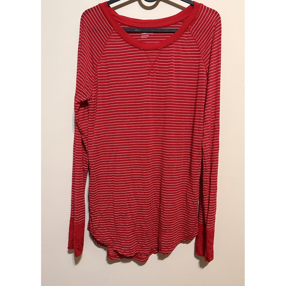 Gap Body  Women's Long Sleeve Red Striped Top Size S Modal A011260